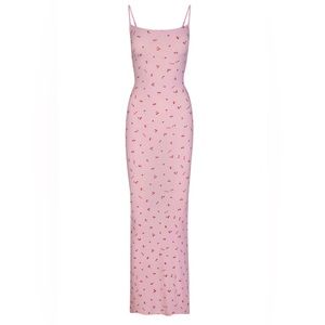 Skims x Lana Del Rey Cherry Blossom Print Soft Lounge Long Slip Dress
